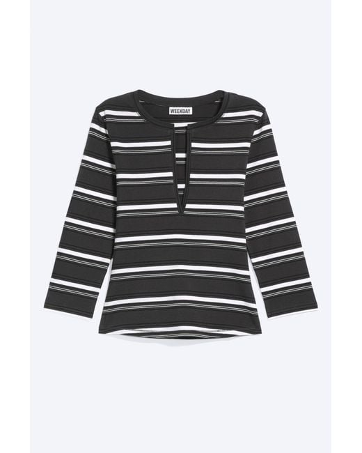 Weekday Multicolor Split V-Neck Three-Quarter Sleeve Top