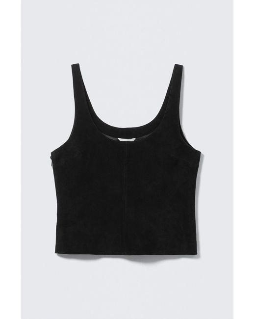 Weekday White Scooped Leather Tank Top