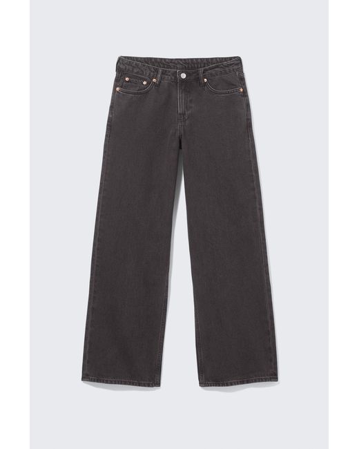 Weekday Black Ample Low Rise Loose Wide Leg Jeans