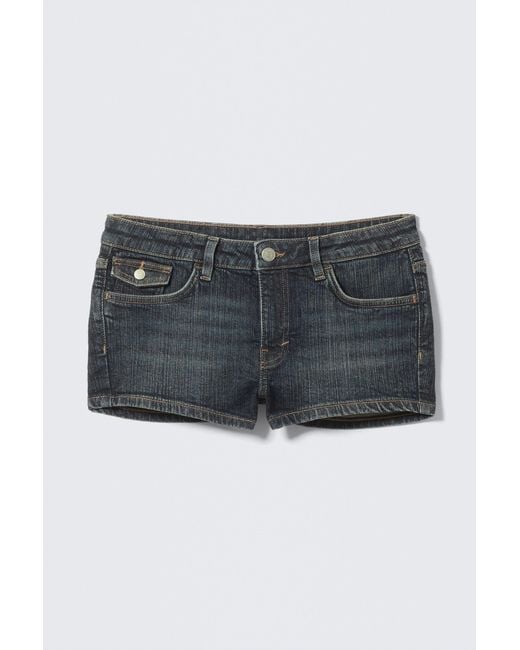Monki Black Cheri Low Rise Mini Denim Shorts