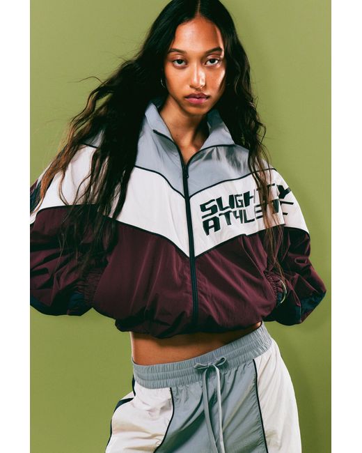 Monki Green Graphic Colourblock Track Jacket
