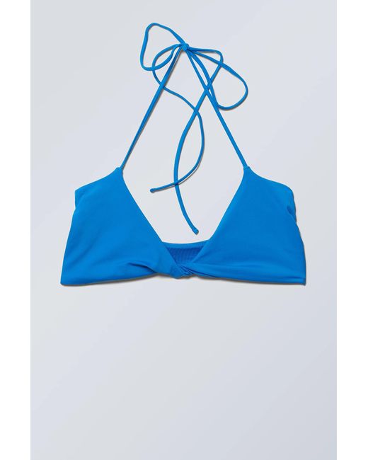 Weekday Blue Turn Halter Bikini Top