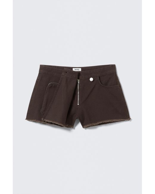 Monki Black Asymmetric Cotton Twill Wrap Skort