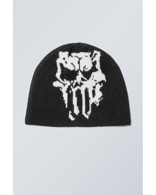 Weekday Black Recycled Polyester Jacquard-Knit Beanie for men