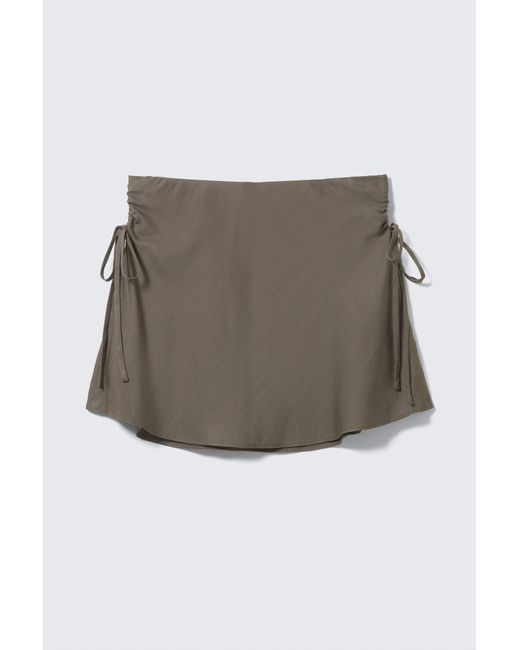Weekday Gray Ruched Drawstring Mini Skirt