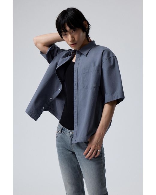 Weekday Blue Crisp Cotton Short Sleeve Shirt for men