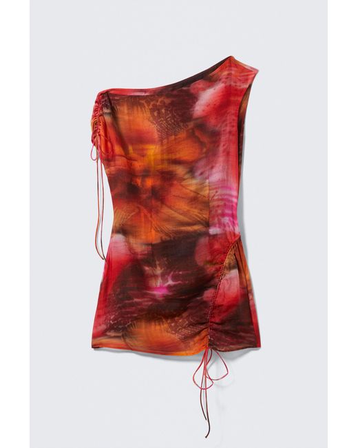 Monki Red Asymmetric Draped Mini Dress