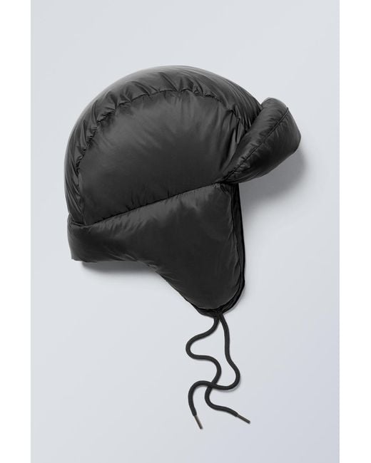 Weekday Black Recycled Down Padded Flap Cap