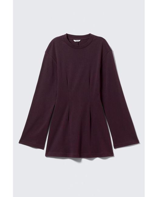 Monki Purple Langärmliges Minikleid Aus Baumwolle