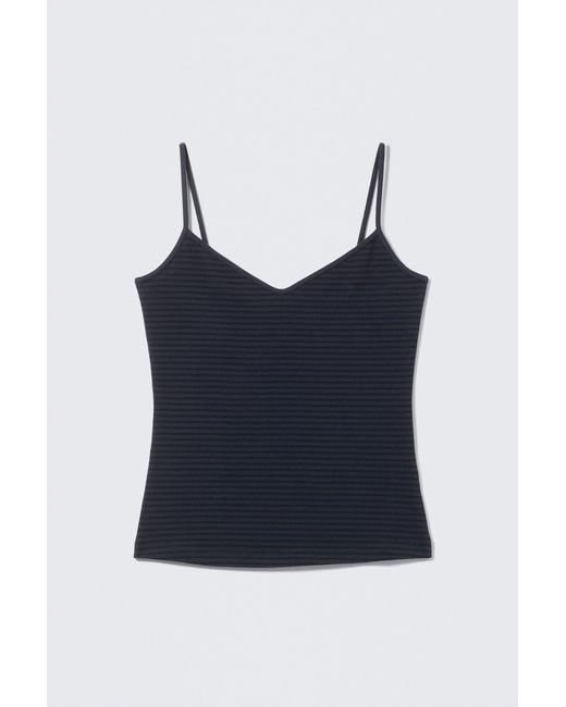 Weekday Black Slim V-Neck Cotton Singlet