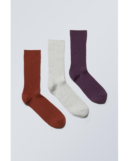 Weekday 3Er-Pack Socken Noah in White für Herren