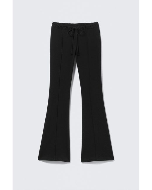 Monki Black Mid Rise Pintuck Flared Sweatpants