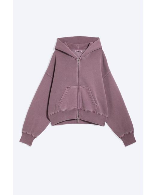 Weekday Purple Cropped Boxy Zip Hoodie