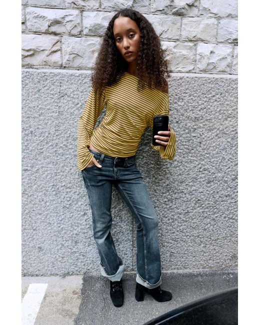 Monki Gray Waisted Long-Sleeved Top