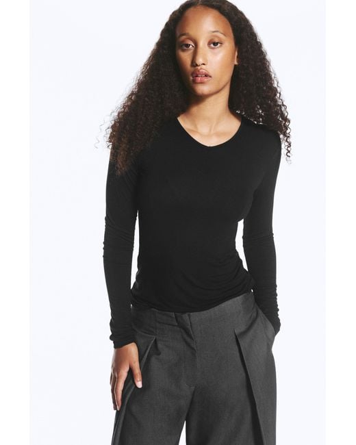 Monki Black Anti-Plunge V-Neck Top