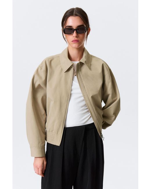 Weekday Natural Boxy Cotton Zip Jacket