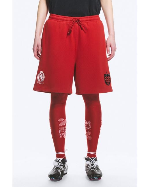Weekday Red Toffs Relaxed Jersey Football Shorts England for men