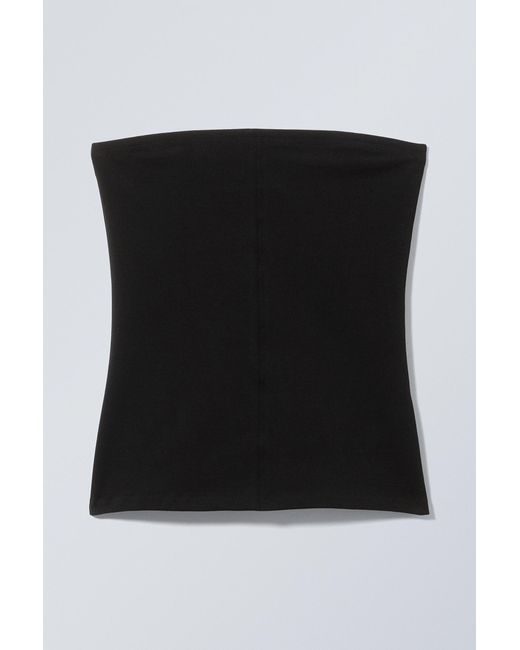 Weekday Black Fitted Cotton Tube Top
