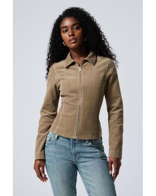 Weekday Blue Figurbetonte Cordjacke Mit Reißverschluss