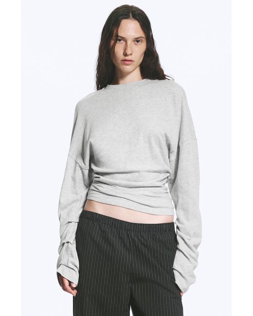Weekday White Pleated Long-Sleeved Top