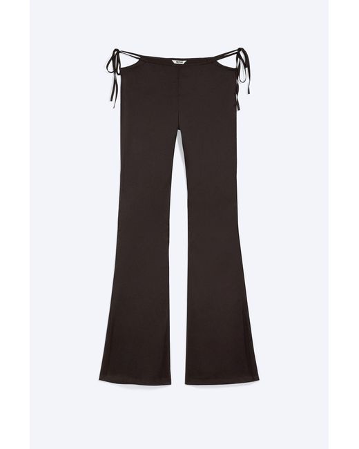 Monki Blue Satin Cut-Out Flared Trousers