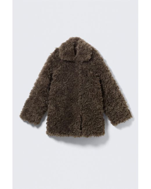 Weekday Black Loose Fit Faux Fur Jacket