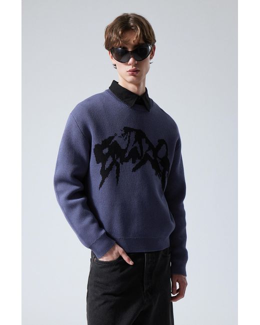 Weekday Blue Fabian Graphic Sweater for men