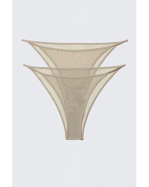 Weekday Natural 2-Pack Mesh Brazilian Briefs