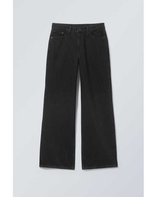 Weekday Blue Area Mid Rise Loose Wide Leg Jeans