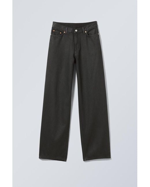 Weekday Black Rail Mid Loose Coated Jeans