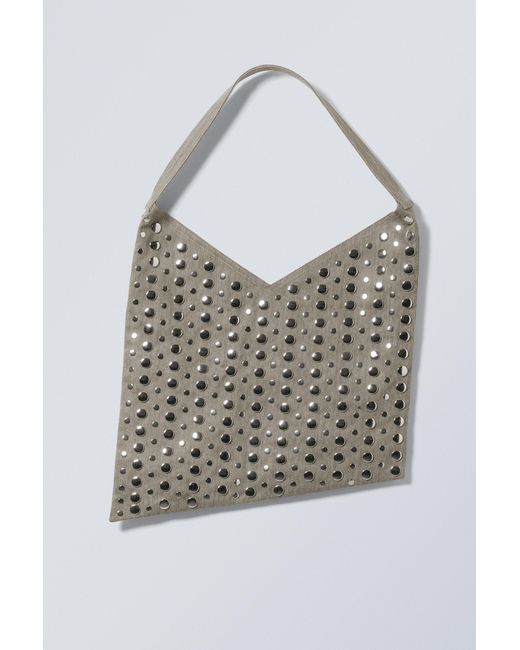 Weekday Gray Studded Shoulder Bag
