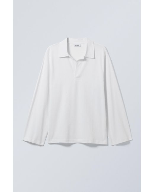 Weekday White Oversized Long Sleeve Polo Shirt