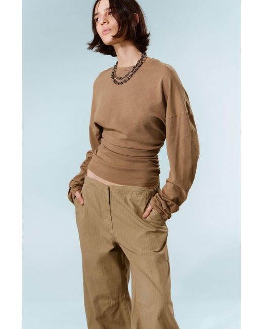 Weekday Blue Pleated Long-Sleeved Top