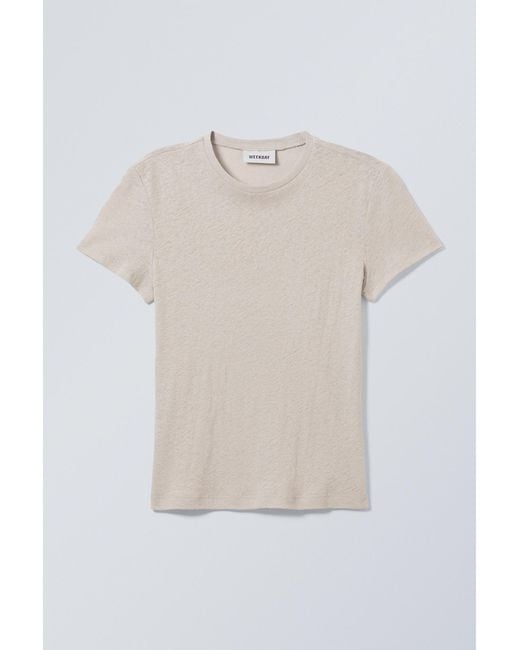 Weekday Multicolor Linen Blend Fitted T-shirt