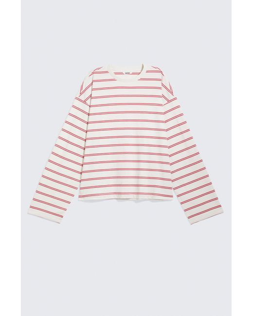 Monki Pink Long-Sleeved Cotton T-Shirt
