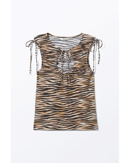 Monki Multicolor Ärmelloses Keyhole-Top Mit Bindebändern