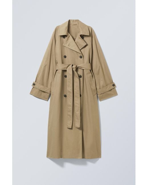 Weekday White Oversized Double-Breasted Cotton Trench Coat