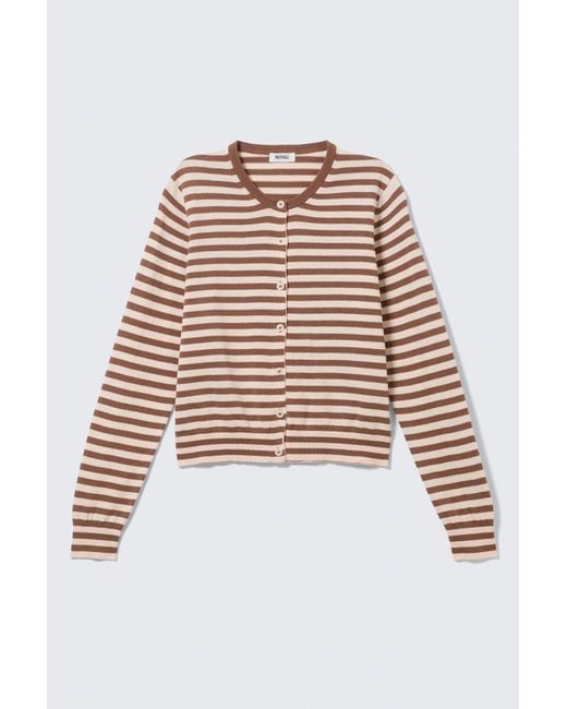 Monki White Fine Knitted Cotton Cardigan