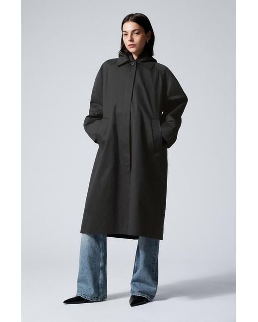 Weekday Black Single-Breasted Oversized Car Coat