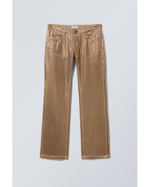 Weekday Natural Low Straight Metallic Trousers