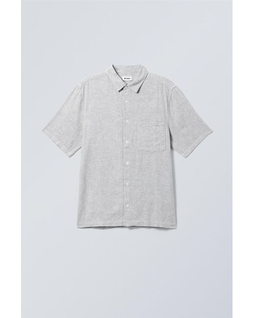 Weekday White Relaxed Linen Short Sleeve Shirt for men