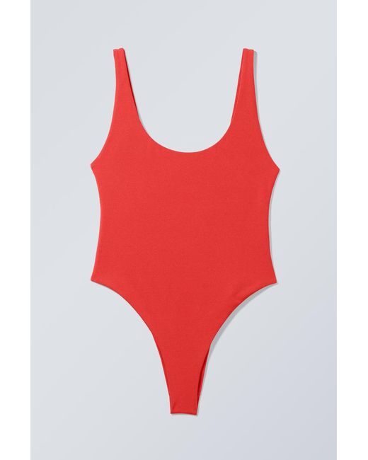 Weekday Red Sportlicher Badeanzug Shine