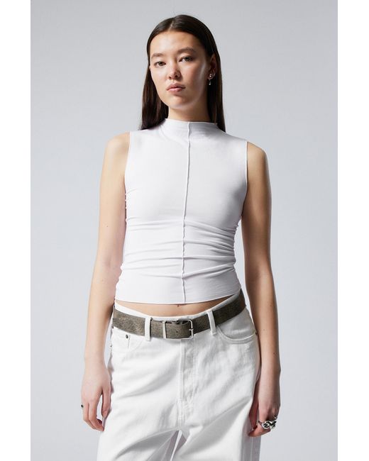 Weekday White Soft Mock Neck Top