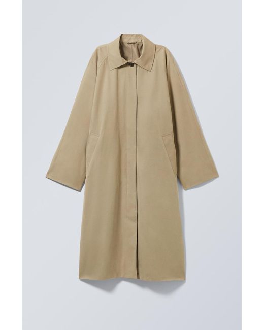 Weekday Blue Single-Breasted Oversized Car Coat