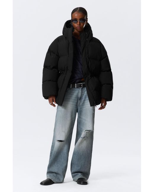 Weekday Black Waisted Puffer Jacket