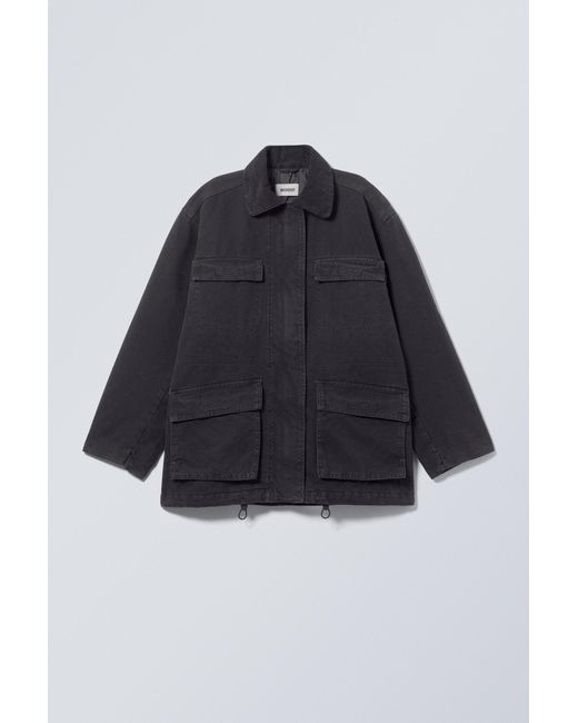 Weekday Black Luca Washed Parka Jacket