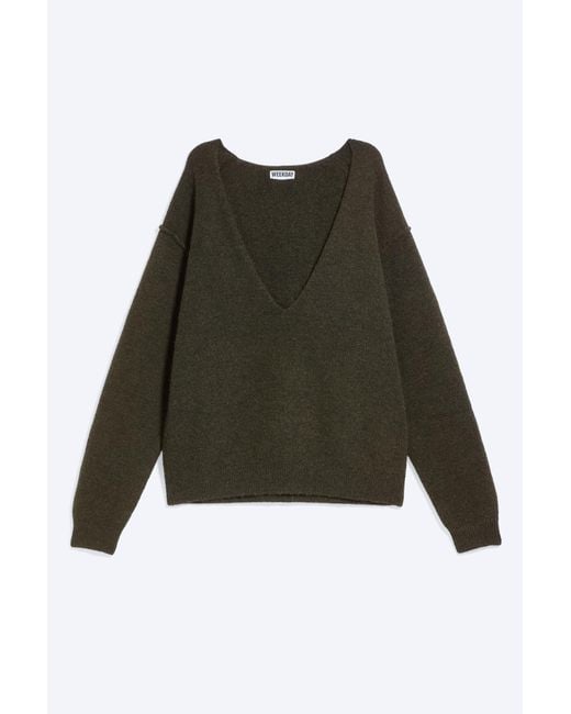 Weekday Black Loose V-Neck Knitted Jumper
