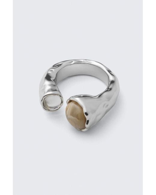 Weekday Metallic Open Organic Stone Ring