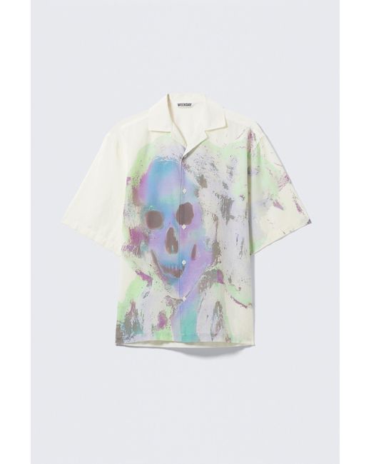 Weekday Blue Relaxed Graphic Short-Sleeved Resort Shirt for men