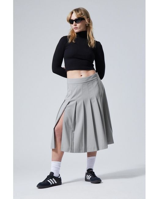 Weekday Gray Claire Pleated Skirt